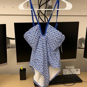 Shade & Shore Blue and White One Piece Swimsuit